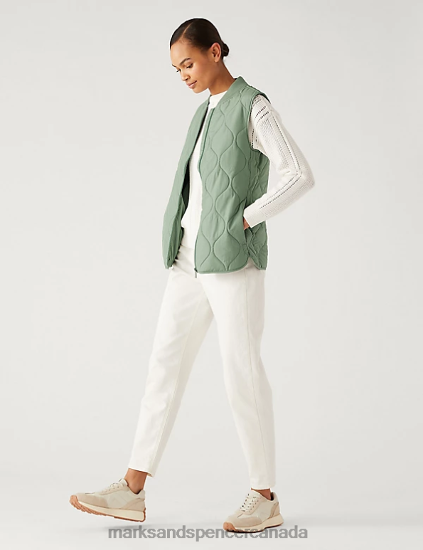 Women Green Clothing Marks & Spencer Recycled Thermowarmth Lightweight Quilted Gilet 20VTD2356 - Marks and Spencer Canada locations