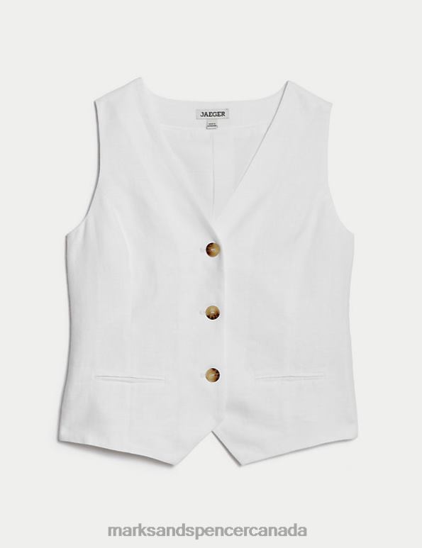 Women Ivory Clothing Marks & Spencer Pure Linen Single Breasted Waistcoat 20VTD2202 - Marks and Spencer outlet