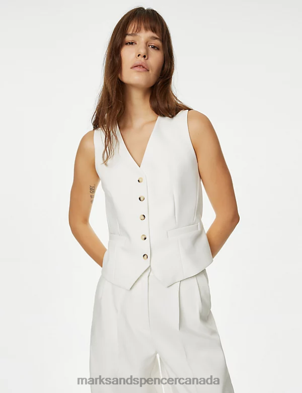 Women Ivory Clothing Marks & Spencer Tailored Waistcoat 20VTD58 - Marks and Spencer outlet