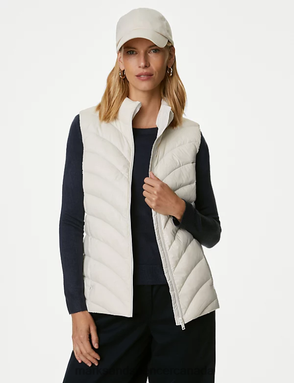 Marks and Spencer Canada - Women Light Natural Clothing Marks & Spencer Feather & Down Packaway Puffer Gilet 20VTD2401