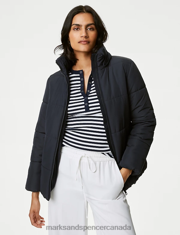 Marks and Spencer Canada - Women Midnight Navy Clothing Marks & Spencer Recycled Thermowarmth Hooded Puffer Jacket 20VTD1336