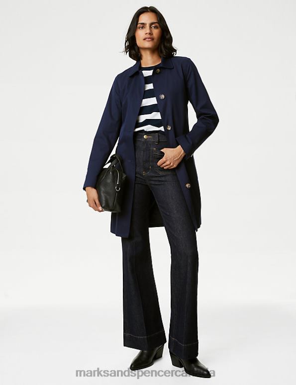 Marks and Spencer sale - Women Navy Clothing Marks & Spencer Cotton Blend Belted Trench Coat 20VTD2430