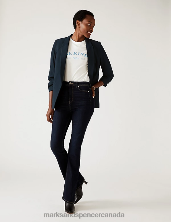 Marks and Spencer Canada - Women Navy Clothing Marks & Spencer Relaxed Ruched Sleeve Blazer 20VTD2211