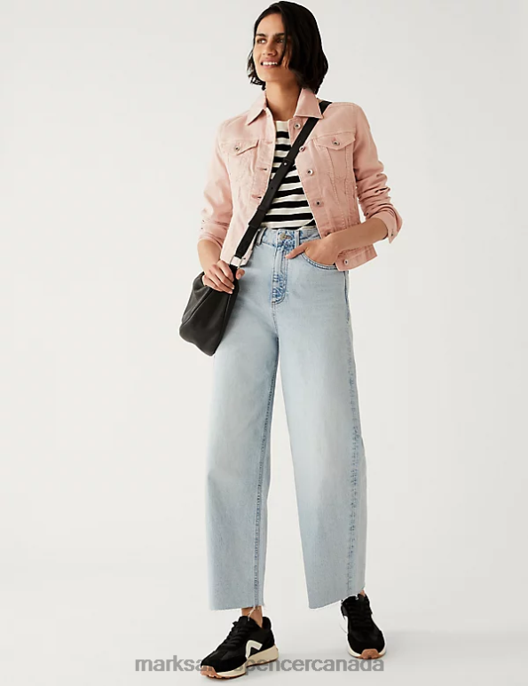 Marks and Spencer near me - Women Pink Shell Clothing Marks & Spencer Cotton Rich Denim Jacket with Stretch 20VTD2716