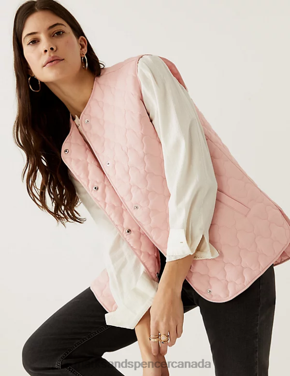 Marks and Spencer Canada - Women Pink Shell Clothing Marks & Spencer Quilted Gilet 20VTD2801