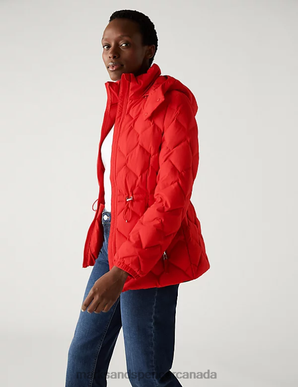 Marks and Spencer near me - Women Poppy Clothing Marks & Spencer Feather & Down Quilted Hooded Puffer Jacket 20VTD313