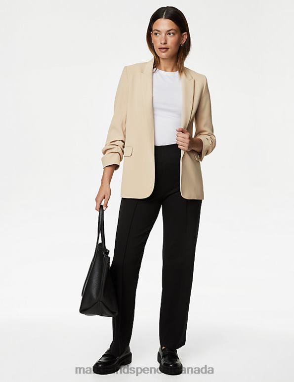 Women Sand Clothing Marks & Spencer Ruched Sleeve Blazer 20VTD1263 - Marks and Spencer Canada locations