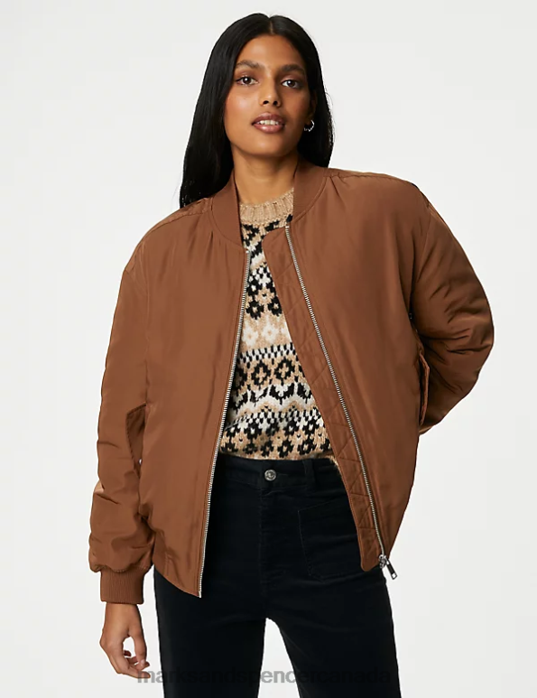 Women Toffee Clothing Marks & Spencer Padded Bomber Jacket 20VTD1357 - Marks and Spencer Canada locations