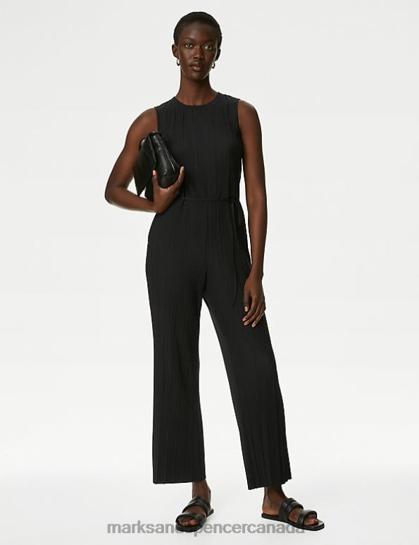 Marks and Spencer sale - Women Black Clothing Marks & Spencer Jersey Belted Sleeveless Jumpsuit 20VTD1370