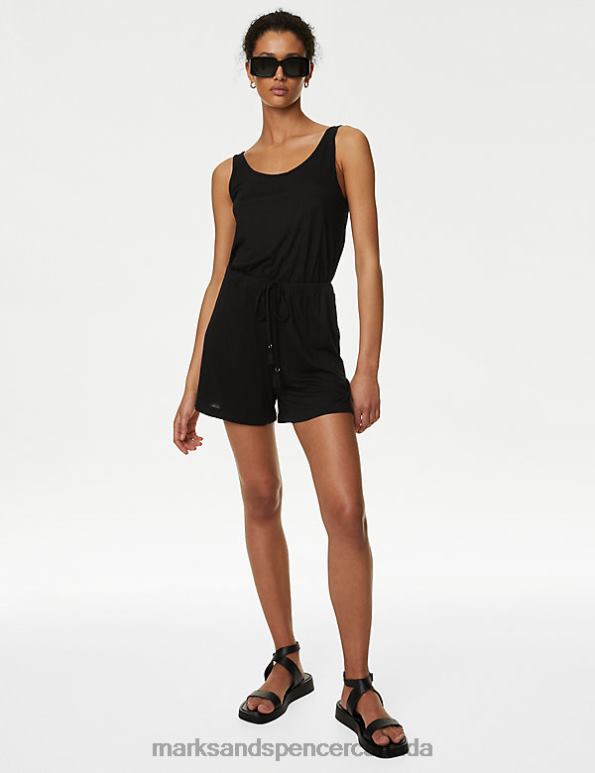 Women Black Clothing Marks & Spencer Jersey Drawstring Playsuit 20VTD2398 - Marks and Spencer outlet