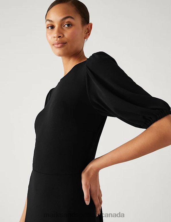 Marks and Spencer sale - Women Black Clothing Marks & Spencer Jersey Round Neck Midi Tea Dress 20VTD1255