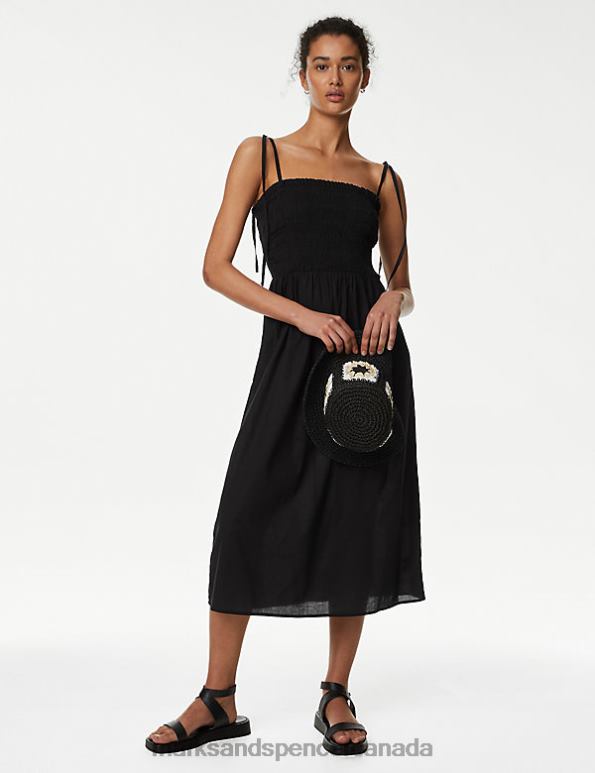 Marks and Spencer near me - Women Black Clothing Marks & Spencer Pure Cotton Square Neck Midi Beach Dress 20VTD3187