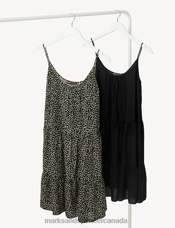 Women Black Mix Clothing Marks & Spencer 2pk Mini Swing Beach Dresses 20VTD2948 - Marks and Spencer online