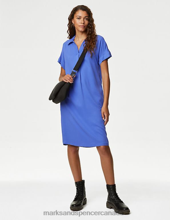 Marks and Spencer sale - Women Blue Clothing Marks & Spencer V-Neck Knee Length Shift Dress 20VTD2568