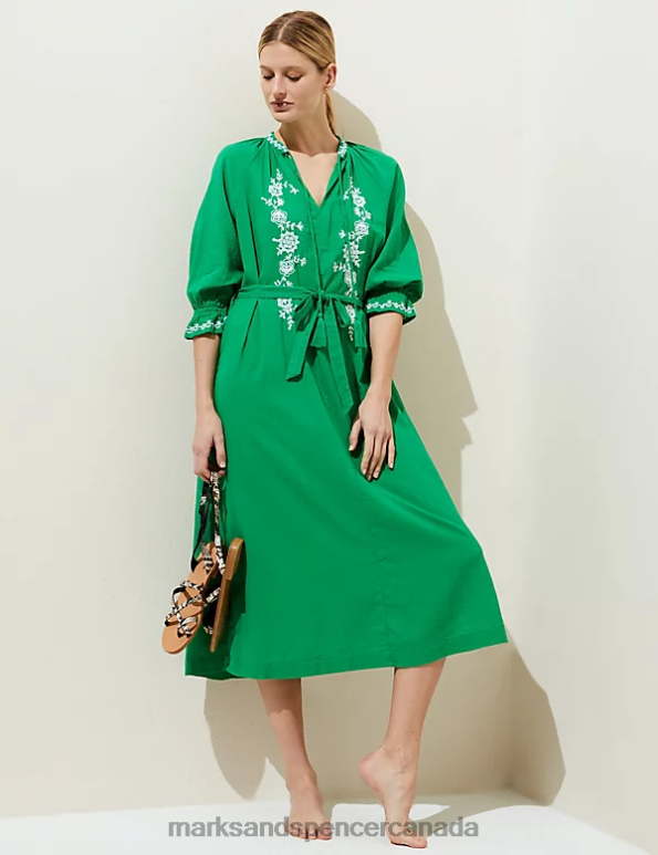 Marks and Spencer near me - Women Bright Green Clothing Marks & Spencer Pure Cotton Beach Cover Up Kaftan 20VTD1462