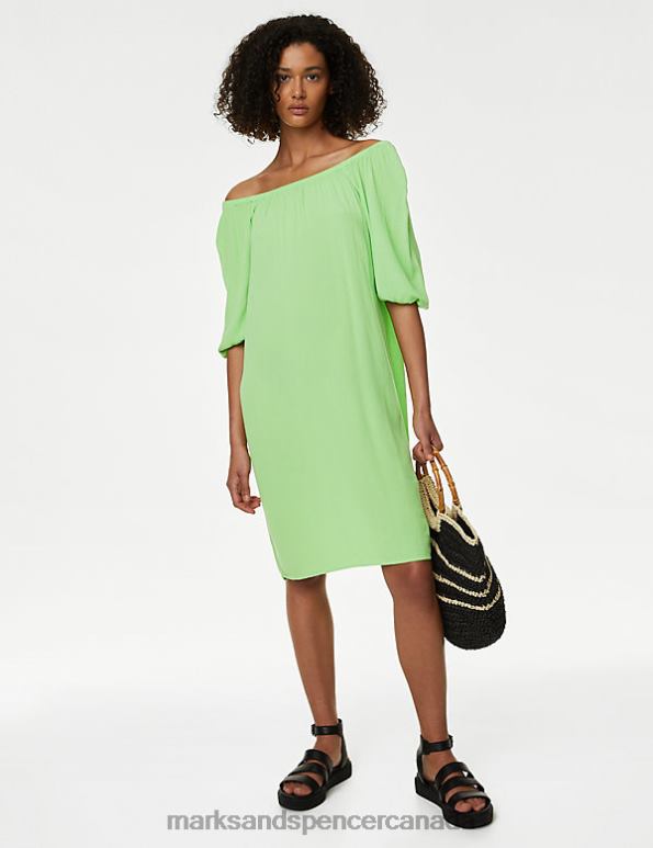 Marks and Spencer Canada - Women Lime Clothing Marks & Spencer Bardot Knee Length Shift Dress 20VTD2175