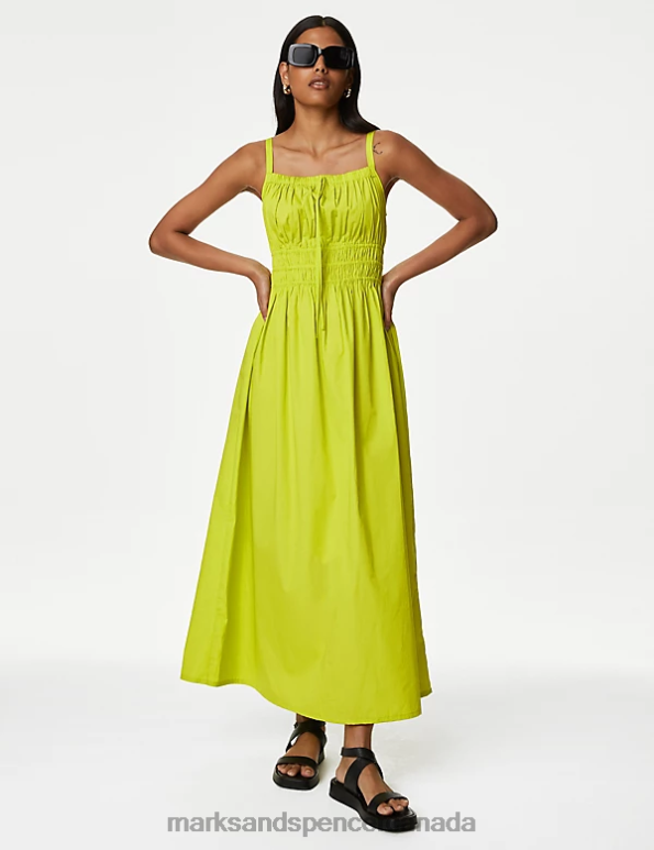 Marks and Spencer near me - Women Lime Green Clothing Marks & Spencer Smocked Strappy Midaxi Dress 20VTD476