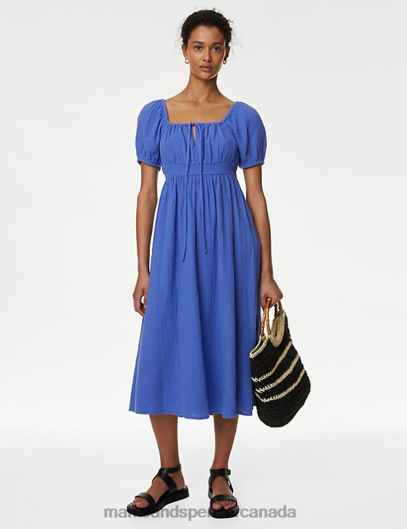 Women Lupin Clothing Marks & Spencer Pure Cotton Square Neck Midi Beach Dress 20VTD2191 - Marks and Spencer outlet