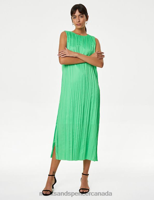 Women Mint Clothing Marks & Spencer Plisse Midaxi Column Dress 20VTD2079 - Marks and Spencer Canada locations