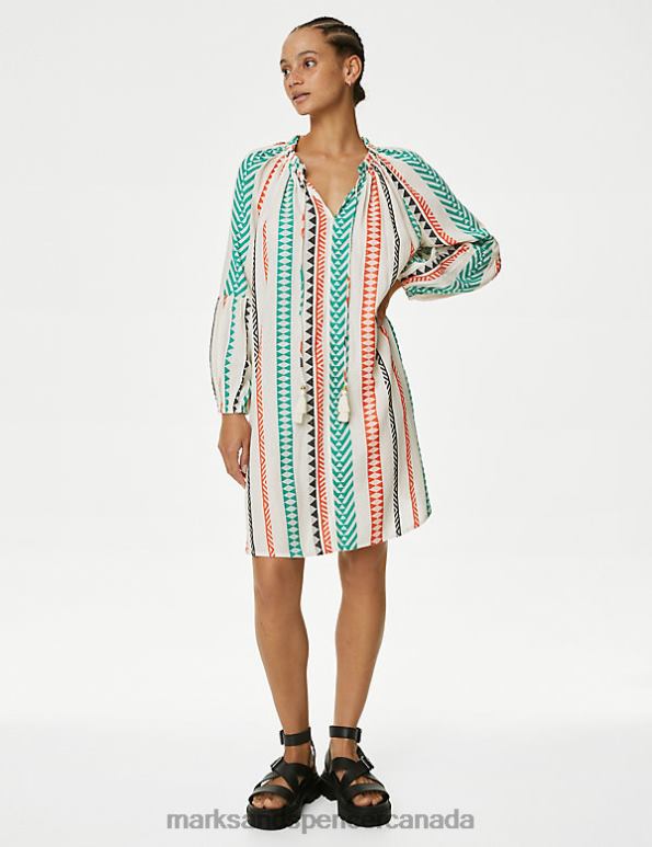 Marks and Spencer sale - Women Multi Clothing Marks & Spencer Cotton Rich Striped Beach Cover Up Kaftan 20VTD726