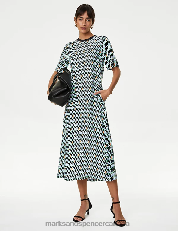 Marks and Spencer near me - Women Multi Clothing Marks & Spencer Cupro Rich Printed Midaxi T-Shirt Dress 20VTD2756