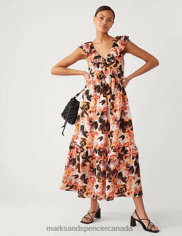 Marks and Spencer near me - Women Multi Clothing Marks & Spencer Floral V-Neck Midaxi Tiered Dress 20VTD2370