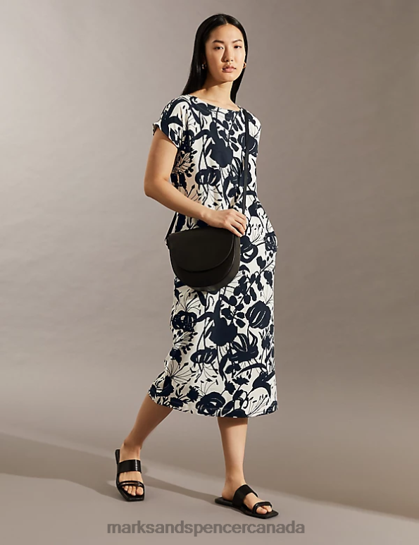 Women Navy Clothing Marks & Spencer Jersey Floral Knee Length Shift Dress 20VTD1490 - Marks and Spencer Canada locations