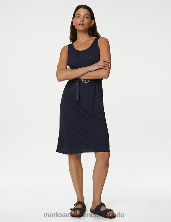 Marks and Spencer Canada - Women Navy Clothing Marks & Spencer Jersey Round Neck Knee Length Slip Dress 20VTD2635