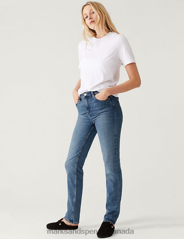 Women Dark Indigo Clothing Marks & Spencer Sienna Straight Leg Jeans with Stretch 20VTD2749 - Marks and Spencer outlet