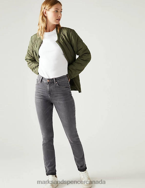 Marks and Spencer Canada - Women Grey Clothing Marks & Spencer Lily Slim Fit Jeans with Stretch 20VTD2726