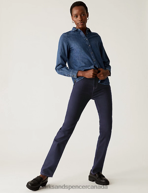 Women Indigo Mix Clothing Marks & Spencer Sienna Straight Leg Jeans with Stretch 20VTD2754 - Marks and Spencer Canada locations