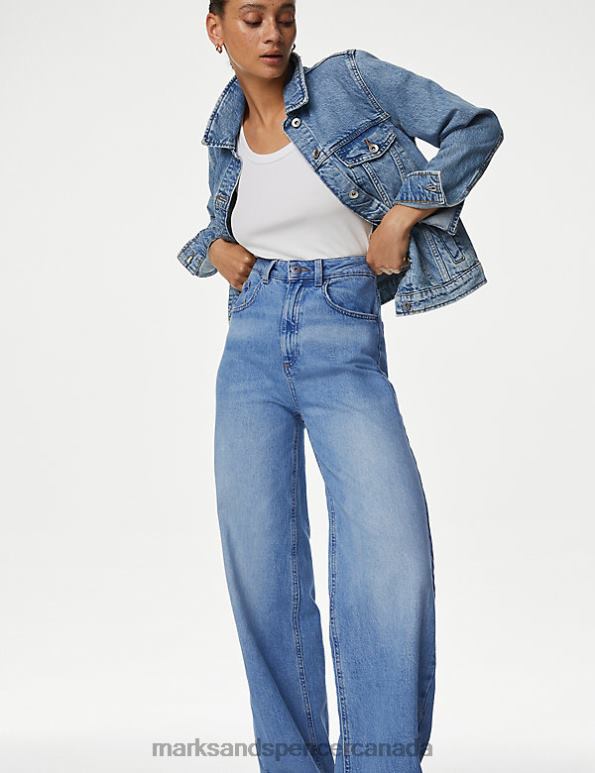 Women Light Denim Clothing Marks & Spencer The Wide-Leg Jeans 20VTD3038 - Marks and Spencer Canada locations