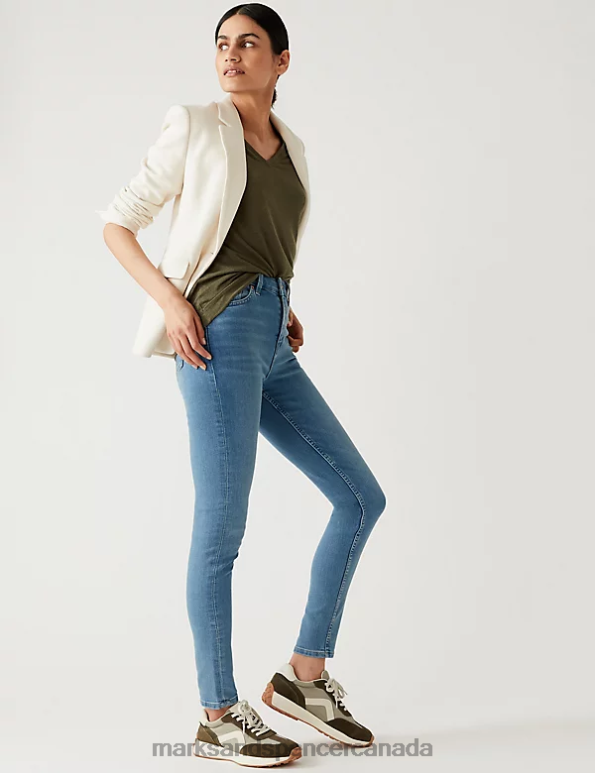 Women Light Indigo Clothing Marks & Spencer Ivy Skinny Jeans 20VTD3414 - Marks and Spencer online