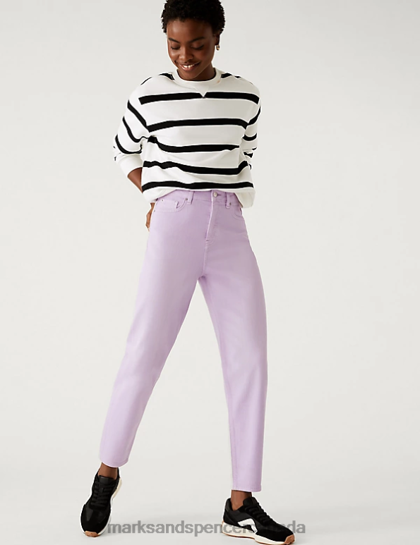 Women Lilac Clothing Marks & Spencer Mom High Waisted Jeans 20VTD3119 - Marks and Spencer outlet