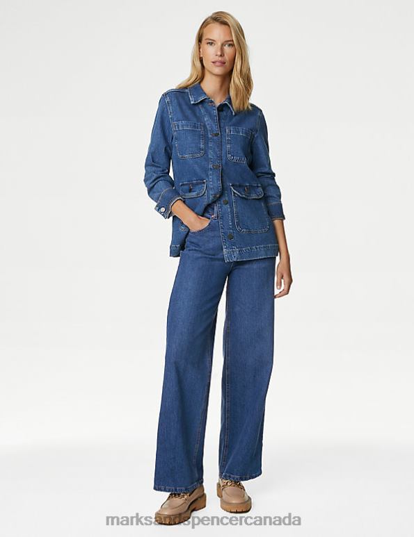 Women Medium Indigo Clothing Marks & Spencer The Wide-Leg Jeans 20VTD3037 - Marks and Spencer online