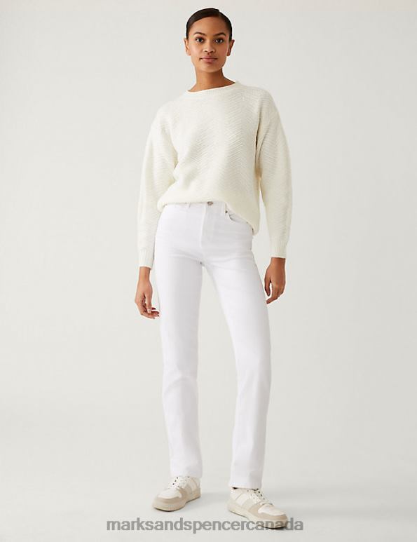 Women White Clothing Marks & Spencer Sienna Straight Leg Jeans with Stretch 20VTD2753 - Marks and Spencer online