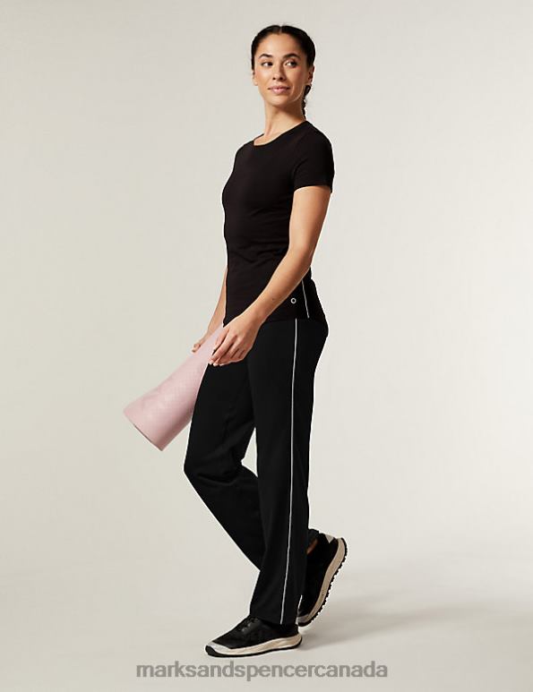 Women Black Clothing Marks & Spencer Cotton Rich Side Stripe Joggers 20VTD2501 - Marks and Spencer outlet