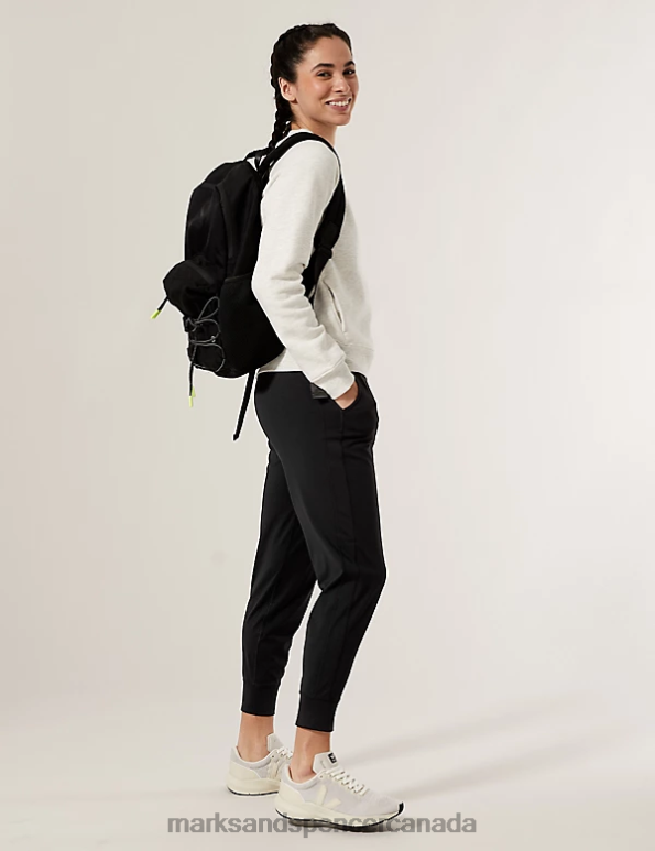 Women Black Clothing Marks & Spencer Cuffed High Waisted Sports Joggers 20VTD2025 - Marks and Spencer Canada locations