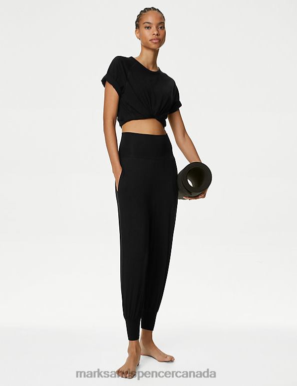 Marks and Spencer Canada - Women Black Clothing Marks & Spencer High Waisted Hareem Yoga Joggers 20VTD2706