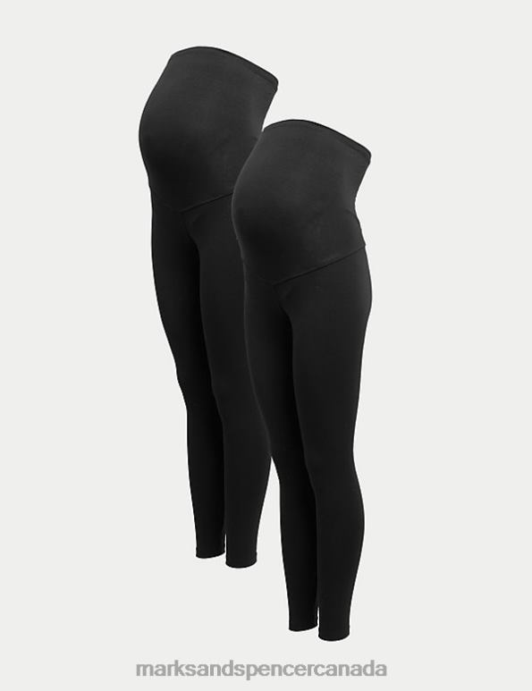 Women Black Clothing Marks & Spencer Maternity 2pk Over Bump Leggings 20VTD2947 - Marks and Spencer outlet