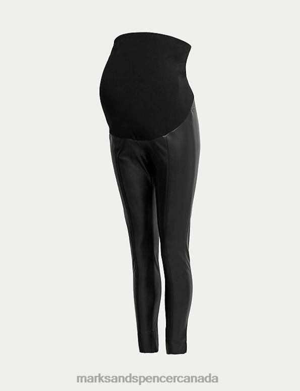 Marks and Spencer near me - Women Black Clothing Marks & Spencer Maternity Leather Look Over Bump Leggings 20VTD2306