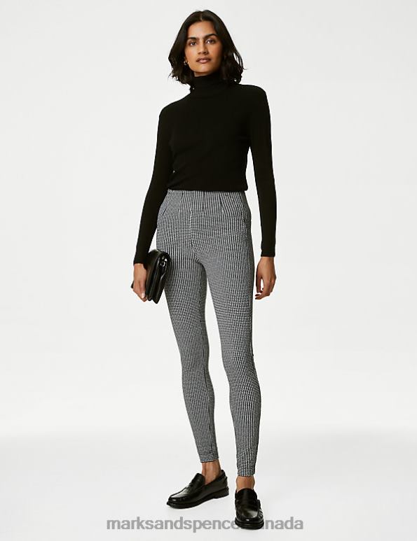 Marks and Spencer Canada - Women Black Mix Clothing Marks & Spencer Magic Shaping Dogtooth Leggings 20VTD813