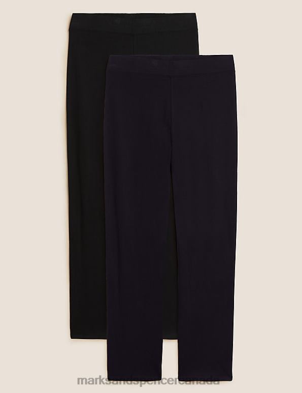 Women Blue/Black Clothing Marks & Spencer 2pk Cotton Rich Straight Leg Joggers 20VTD3344 - Marks and Spencer Canada locations