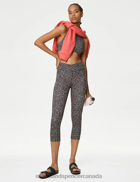 Women Carbon Clothing Marks & Spencer Go Balance Printed Cropped Yoga Leggings 20VTD1174 - Marks and Spencer Canada locations