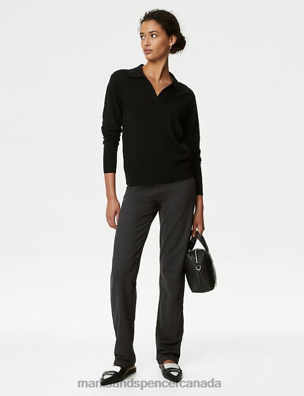 Women Charcoal Clothing Marks & Spencer Cotton Rich Straight Leg Joggers 20VTD1303 - Marks and Spencer outlet