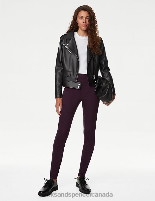 Women Dark Grape Clothing Marks & Spencer High Waisted Jeggings 20VTD78 - Marks and Spencer Canada locations