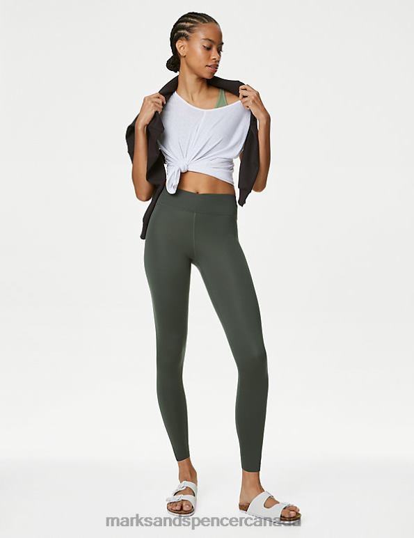 Women Dark Olive Clothing Marks & Spencer Go Balance High Waisted Yoga Leggings 20VTD3477 - Marks and Spencer outlet