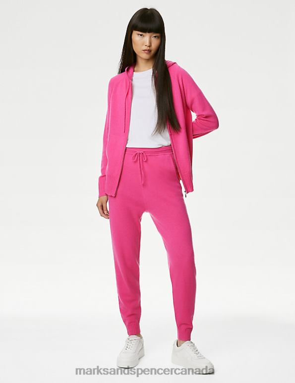 Marks and Spencer Canada - Women Fuchsia Clothing Marks & Spencer Pure Cashmere Tapered Ankle Grazer Joggers 20VTD3243