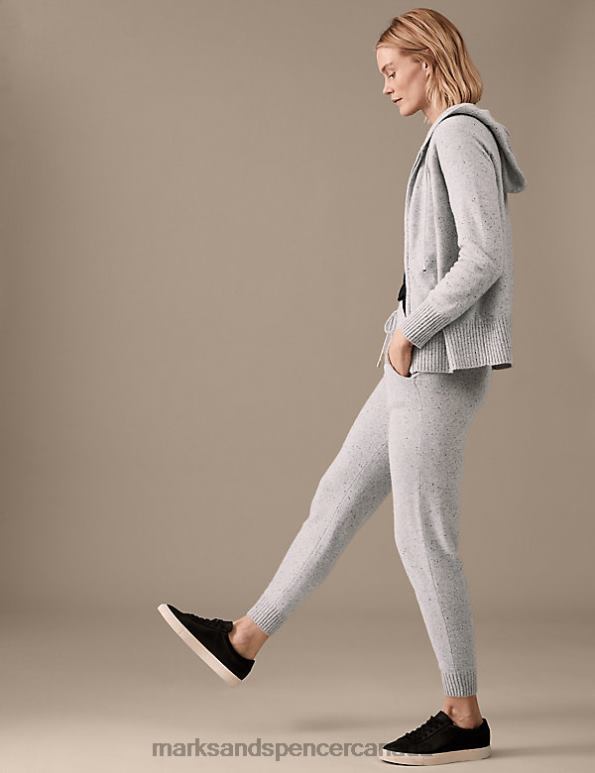 Marks and Spencer near me - Women Grey Mix Clothing Marks & Spencer Pure Cashmere Textured Joggers 20VTD3094