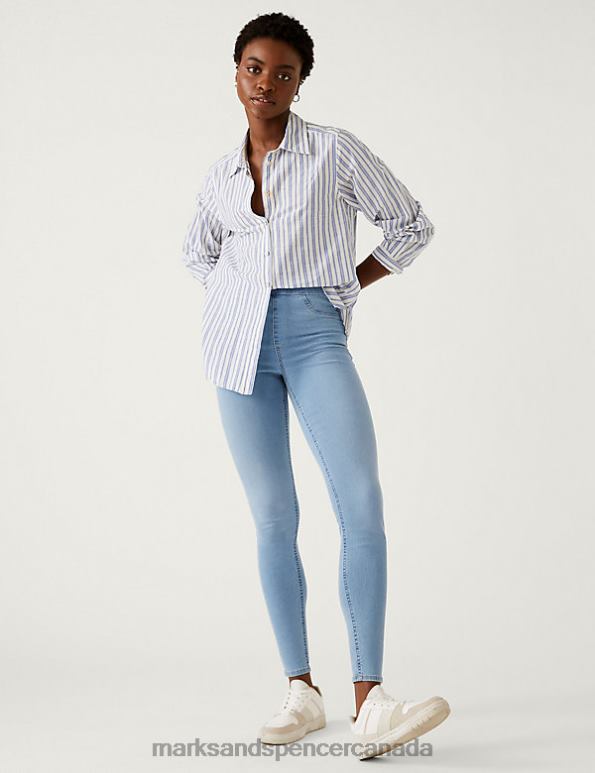 Marks and Spencer near me - Women Light Indigo Mix Clothing Marks & Spencer High Waisted Jeggings 20VTD73